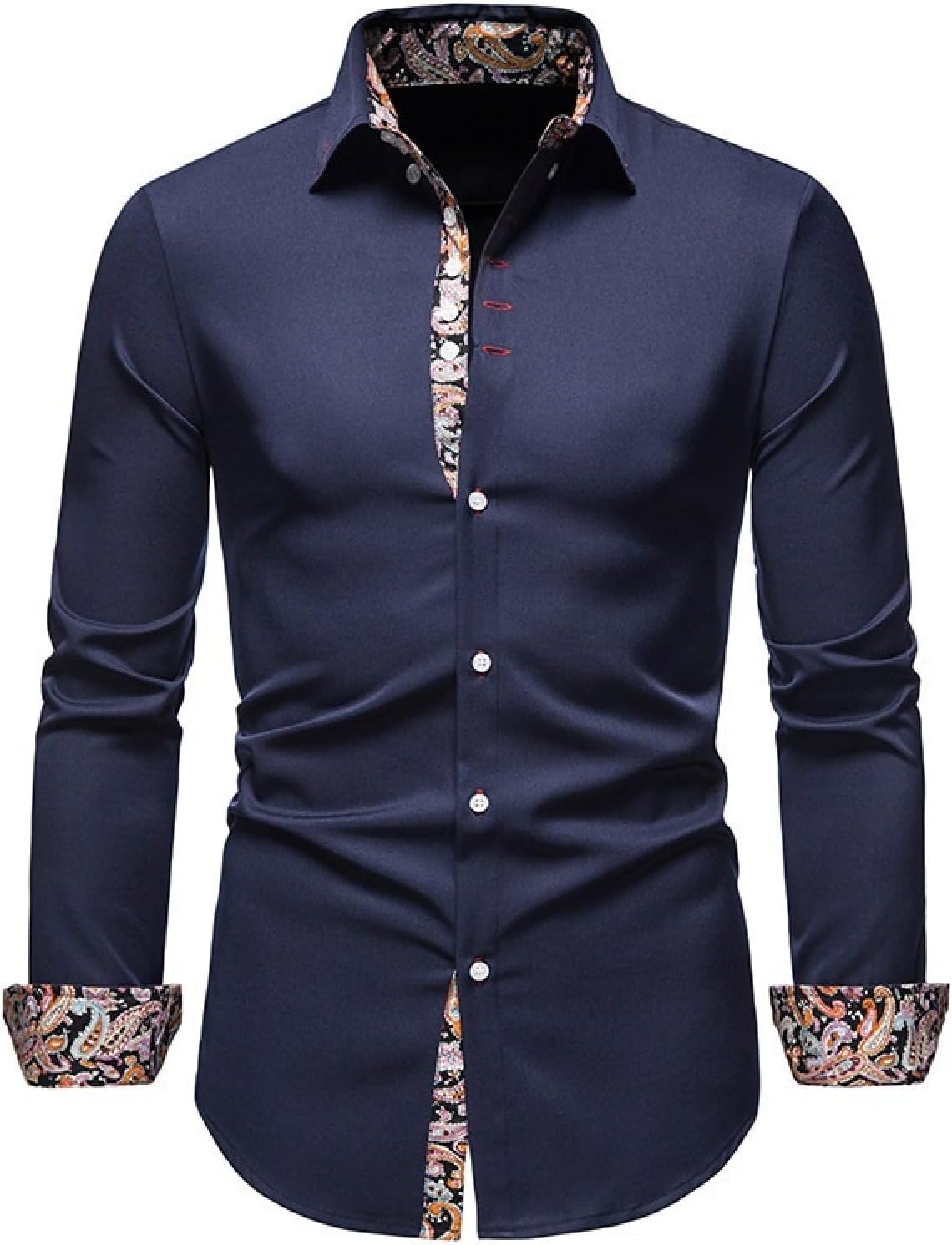 PARKLEES Menʼs Hipster Urban Design Regular Fit Long Sleeve Casual Business Button Up Dress Shirts