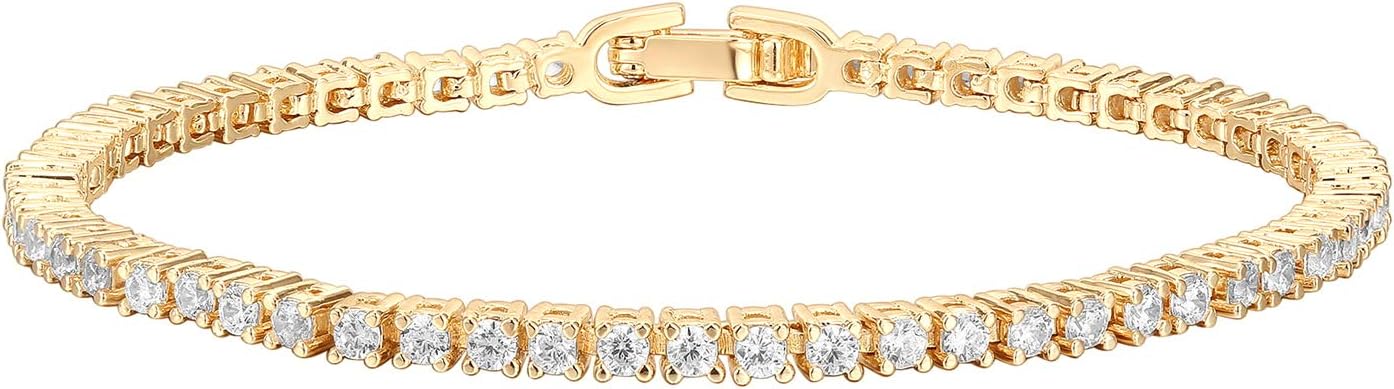 PAVOI 14K Gold Plated Cubic Zirconia Classic Tennis Bracelet