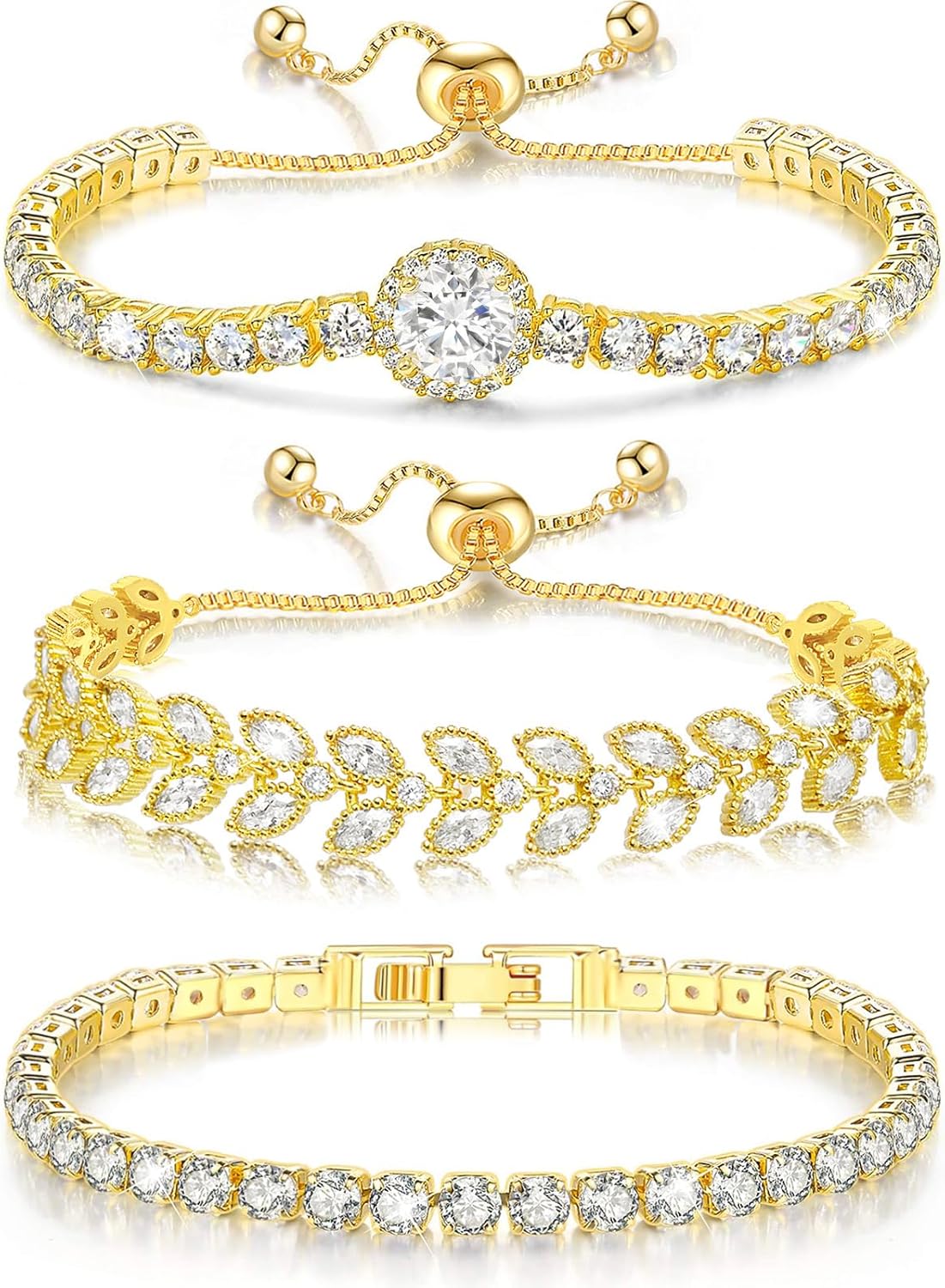 PAVOI 14K Gold Plated Cubic Zirconia Classic Tennis Bracelet