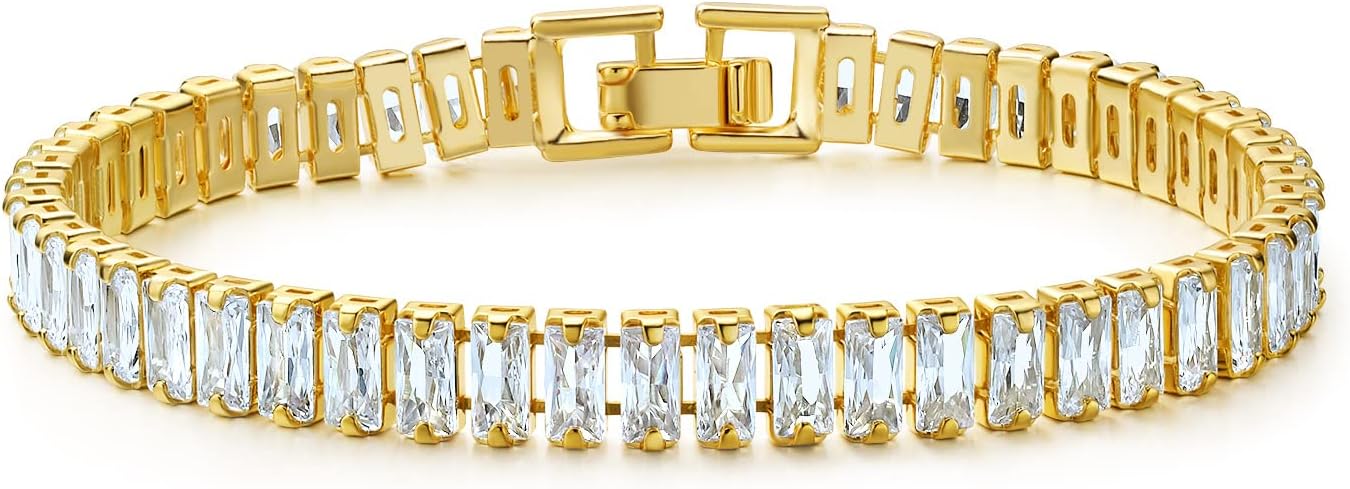 PAVOI 14K Gold Plated Cubic Zirconia Classic Tennis Bracelet