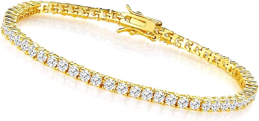 PAVOI 14K Gold Plated Cubic Zirconia Classic Tennis Bracelet