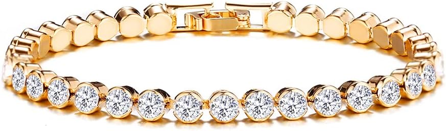 PAVOI 14K Gold Plated Cubic Zirconia Classic Tennis Bracelet